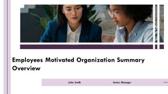 Employees Motivated Organization Summary Overview PPT Designs AT