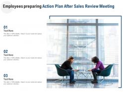 Employees preparing action plan after sales review meeting