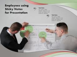 Employees using sticky notes for presentation
