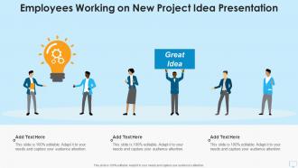 Employees working on new project idea presentation