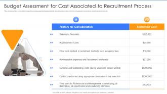 Employing New Recruits At Workplace Budget Assessment Cost Associated Recruitment