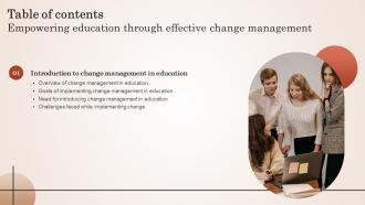 Empowering Education Through Effective Change Management Table Of Contents CM SS