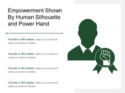 Empowerment shown by human silhouette and power hand