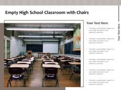 Empty high school classroom with chairs