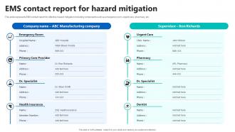 EMS Contact Report For Hazard Mitigation