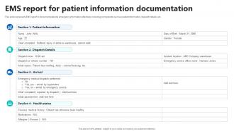 EMS Report For Patient Information Documentation