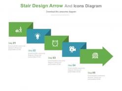 En stair design arrow and icons diagram flat powerpoint design