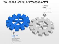 En two staged gears for process control powerpoint template slide