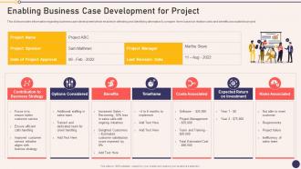 Enabling Business Case Development For Project Project Managers Playbook