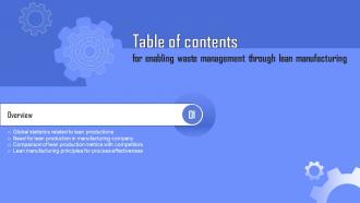 Enabling Waste Management Through Lean Manufacturing Table Of Contents