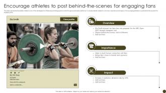 Encourage Athletes To Post Behind Tactics To Effectively Promote Sports Events Strategy SS V