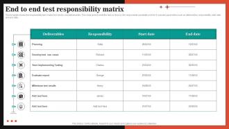 End To End Test Responsibility Matrix
