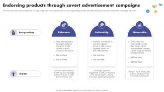 Endorsing Products Through Covert Advertisement The Ultimate Guide To Media Planning Strategy SS V
