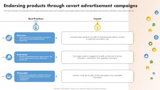 Endorsing Products Through Covert Media Planning Strategy A Comprehensive Strategy SS