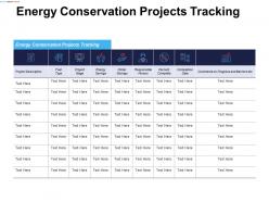 Energy conservation projects tracking responsible person ppt powerpoint presentation gallery design inspiration