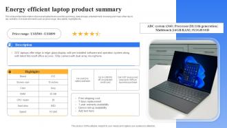 Energy Efficient Laptop Product Summary
