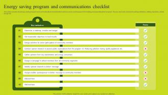 Energy Saving Program And Communications Checklist