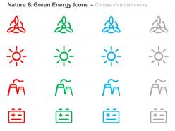 Energy sources wind sun nuclear battery ppt icons graphics