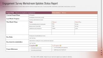 Engagement Survey Workstream Updates Status Report