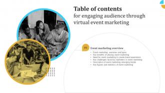Engaging Audience Through Virtual Event Marketing Table Of Contents MKT SS V