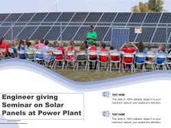 Engineer giving seminar on solar panels at power plant