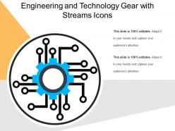 Engineering and technology gear with streams icons