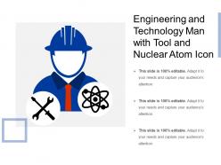 Engineering and technology man with tool and nuclear atom icon