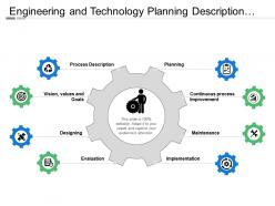 Engineering and technology planning description designing with icons in gear