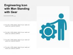 Engineering Icon With Man Standing With Gear