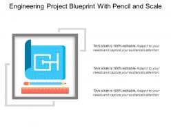Engineering project blueprint with pencil and scale