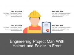 Engineering project man with helmet and folder in front
