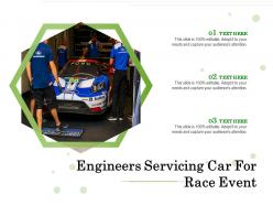 Engineers servicing car for race event