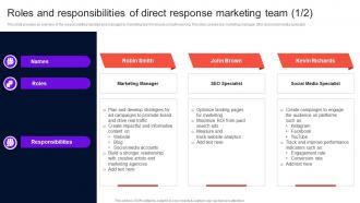 Enhancing Brand Credibility Roles And Responsibilities Of Direct Response Marketing Team MKT SS V