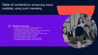 Enhancing Brand Credibility Using Push Marketing For Table Of Contents MKT SS V