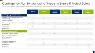 Enhancing overall project security it contingency plan for managing threats to ensure
