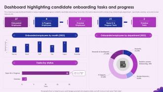 Enhancing Recruitment Process Dashboard Highlighting Candidate Onboarding Tasks And Progress