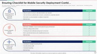 Ensuring Checklist For Mobile Security Deployment Unified Endpoint Security