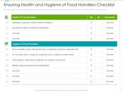Ensuring health and hygiene of food handlers checklist food safety excellence