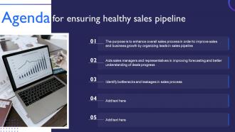 Ensuring Healthy Sales Pipeline Agenda For Ensuring Healthy Sales Pipeline