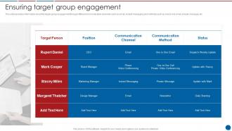 Ensuring Target Group Engagement Stakeholder Communication Plan