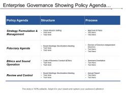 Enterprise governance showing policy agenda structure process