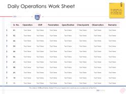 Enterprise management daily operations work sheet ppt structure
