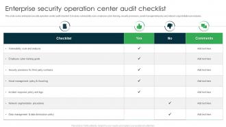 Enterprise Security Operation Center Audit Checklist