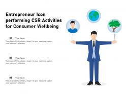 Entrepreneur icon performing csr activities for consumer wellbeing