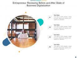 Entrepreneur reviewing before and after state of business digitalization