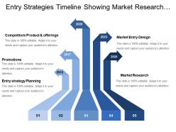 Entry strategies timeline showing market research and promotions