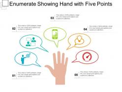 Enumerate showing hand with five points