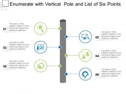 Enumerate with vertical pole and list of six points