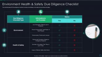 Environment Health And Safety Due Diligence Checklist Ppt Guidelines