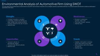 Environmental Analysis Of Automotive Firm Using SWOT